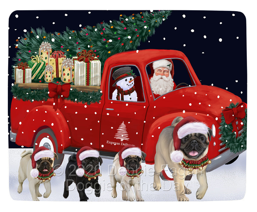 Christmas Express Delivery Red Truck Running Pug Dogs Blanket BLNKT141918