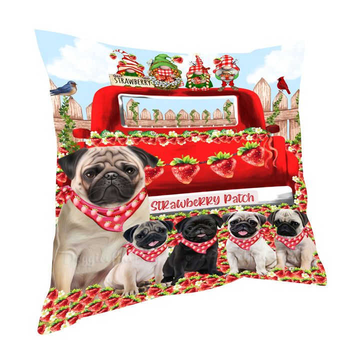 Pug Dogs Pillow, Explore a Variety of Personalized Designs, Custom, Throw Pillows Cushion for Sofa Couch Bed, Dog Gift for Pet Lovers