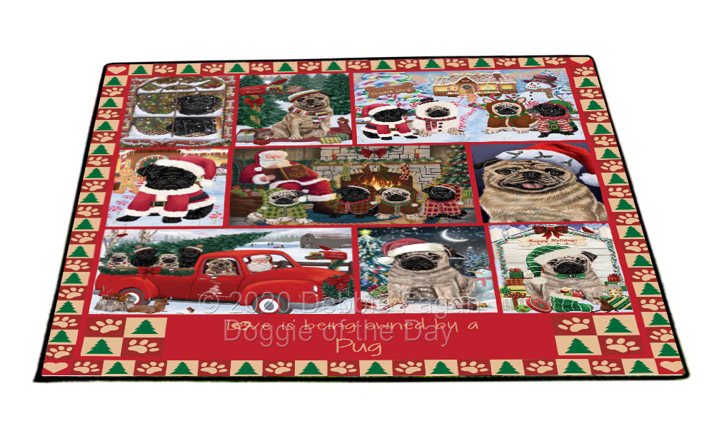 Love is Being Owned Christmas Pug Dogs Floormat FLMS54913