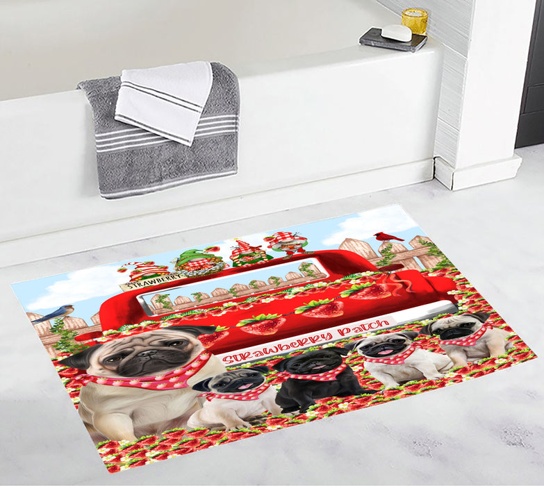 Pug Dogs Bath Mat: Explore a Variety of Designs, Personalized, Anti-Slip Bathroom Halloween Rug Mats, Custom, Pet Gift for Dog Lovers