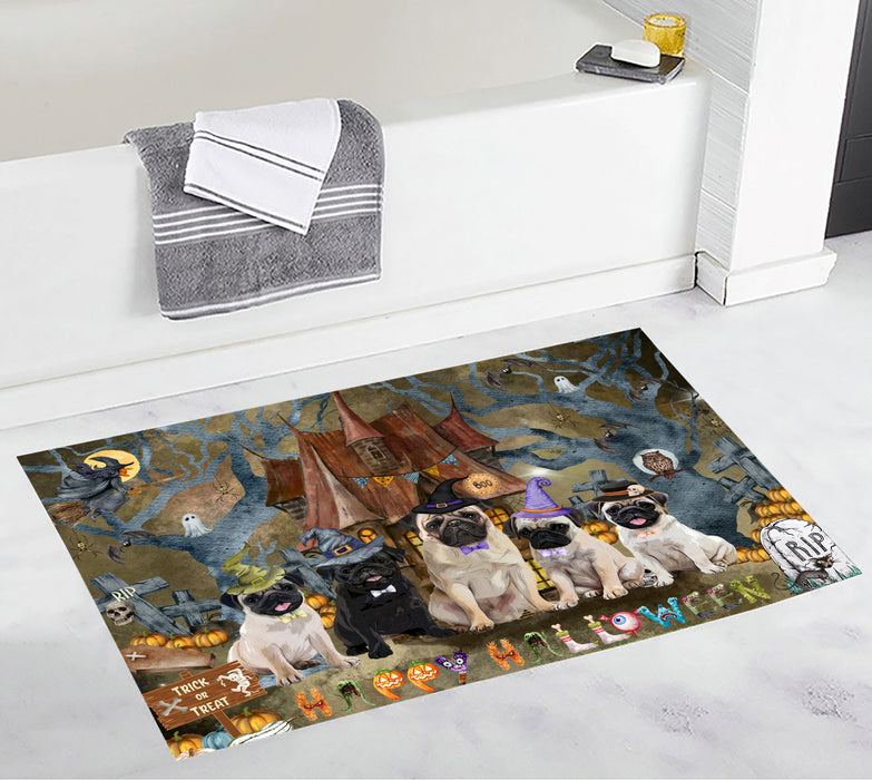 Pug Dogs Bath Mat: Non-Slip Bathroom Rug Mats, Custom, Explore a Variety of Designs, Personalized, Gift for Pet and Dog Lovers