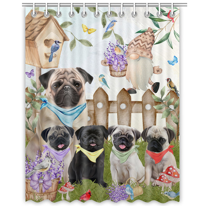 Pug Shower Curtain, Explore a Variety of Custom Designs, Personalized, Waterproof Bathtub Curtains with Hooks for Bathroom, Gift for Dog and Pet Lovers