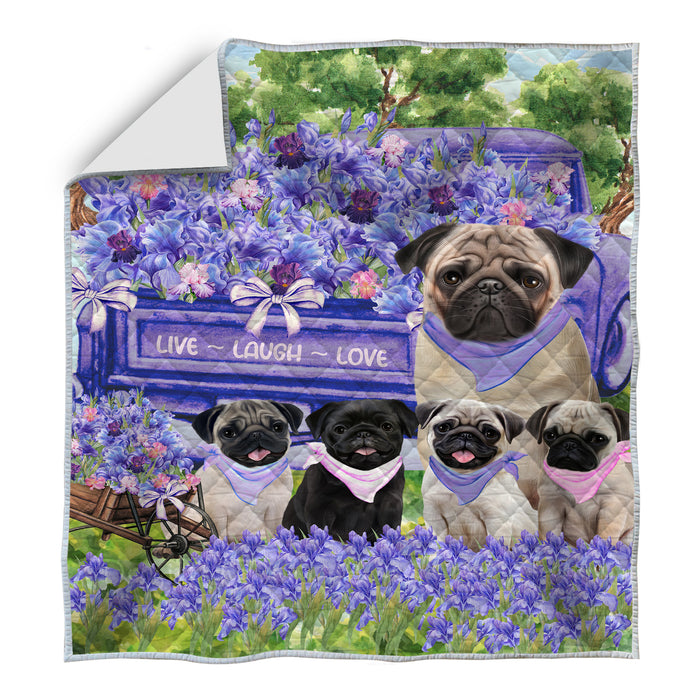 Pug Quilt, Explore a Variety of Bedding Designs, Bedspread Quilted Coverlet, Custom, Personalized, Pet Gift for Dog Lovers