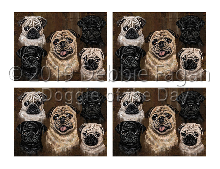 Rustic Pug Dogs Placemat