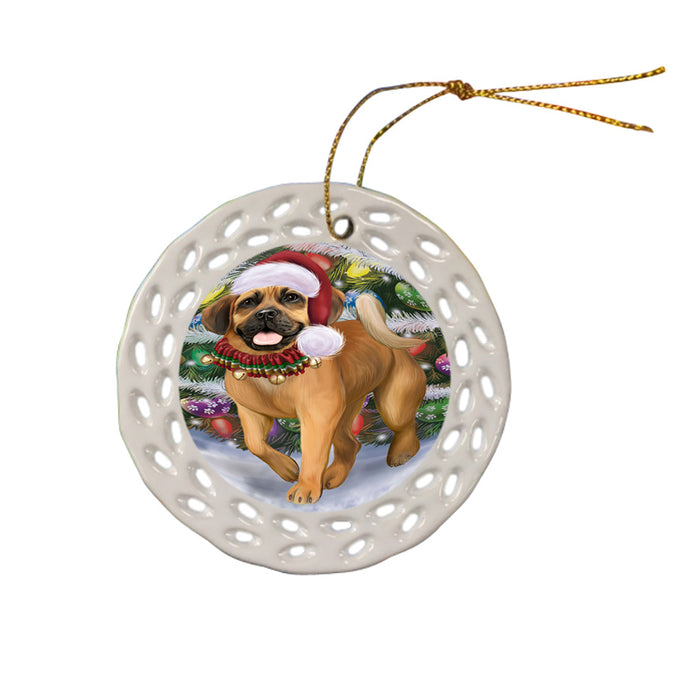 Trotting in the Snow Puggle Dog Doily Ornament DPOR58120