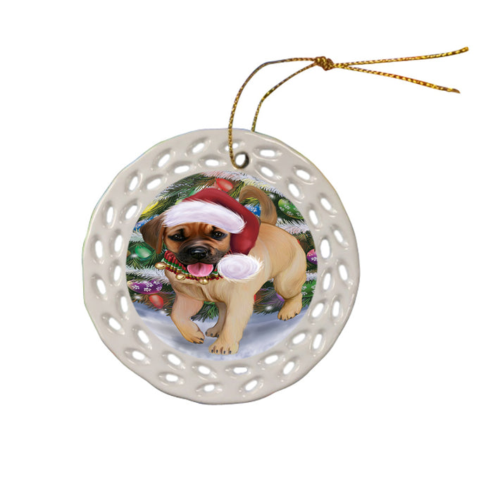 Trotting in the Snow Puggle Dog Doily Ornament DPOR58121