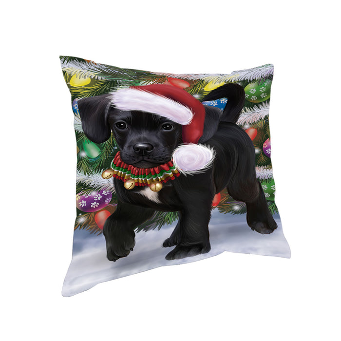 Trotting in the Snow Puggle Dog Pillow with Top Quality High-Resolution Images - Ultra Soft Pet Pillows for Sleeping - Reversible & Comfort - Ideal Gift for Dog Lover - Cushion for Sofa Couch Bed - 100% Polyester, PILA91084