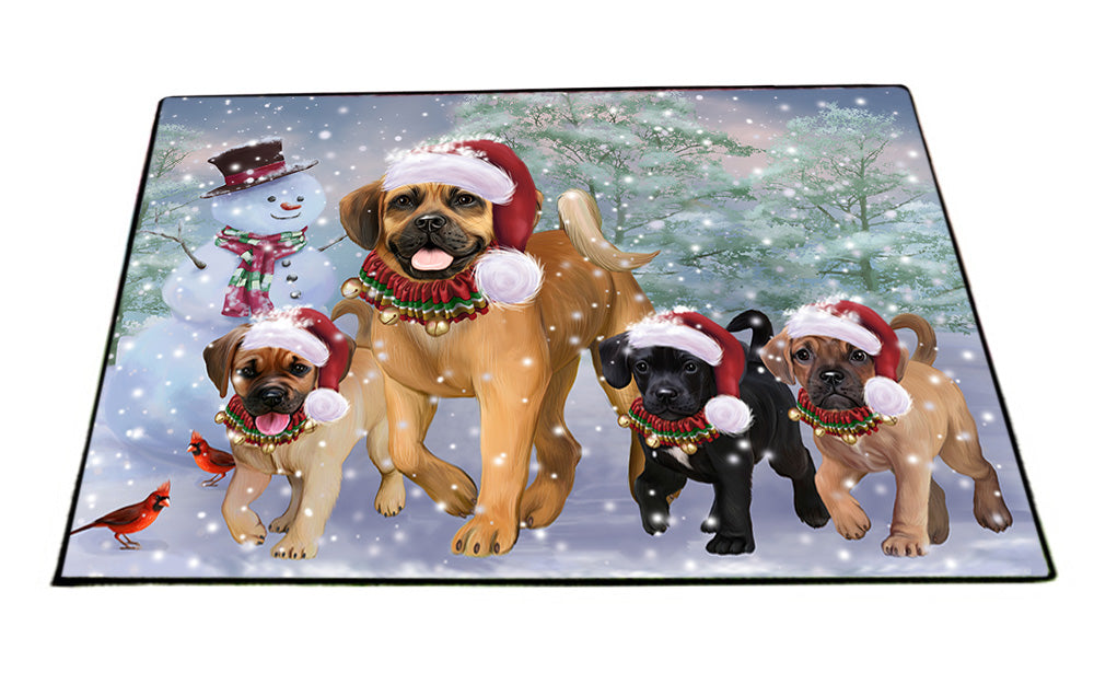 Christmas Running Family Puggle Dogs Floormat FLMS54347