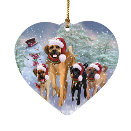 Christmas Running Family Puggle Dogs Heart Christmas Ornament HPORA58439