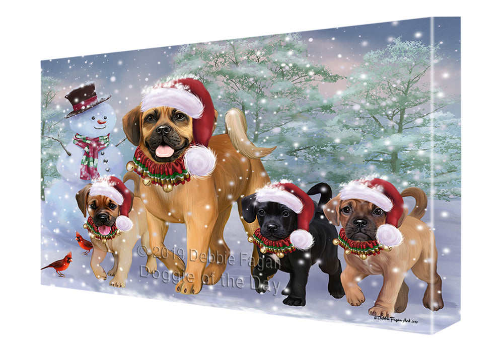 Christmas Running Family Puggle Dogs Canvas Print Wall Art Décor CVS141398