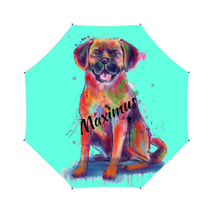 Custom Pet Name Personalized Watercolor Puggle DogSemi-Automatic Foldable Umbrella