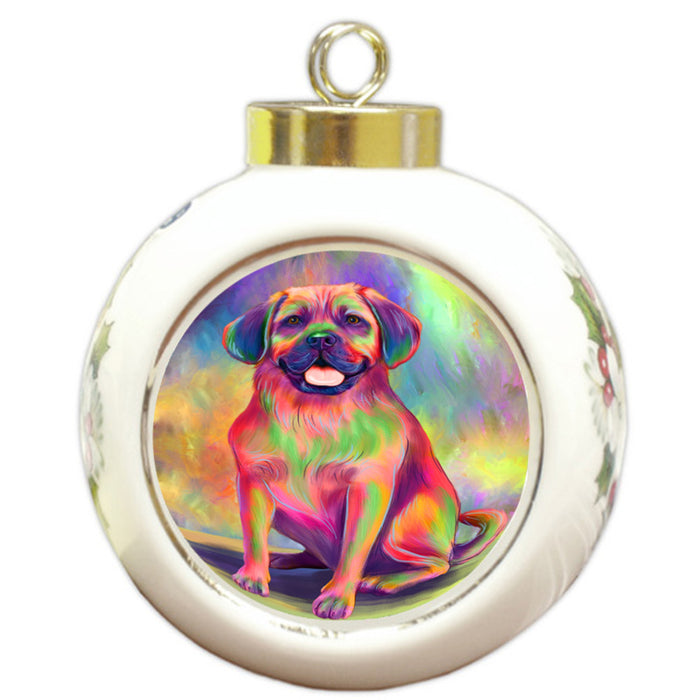 Paradise Wave Puggle Dog Round Ball Christmas Ornament RBPOR58737