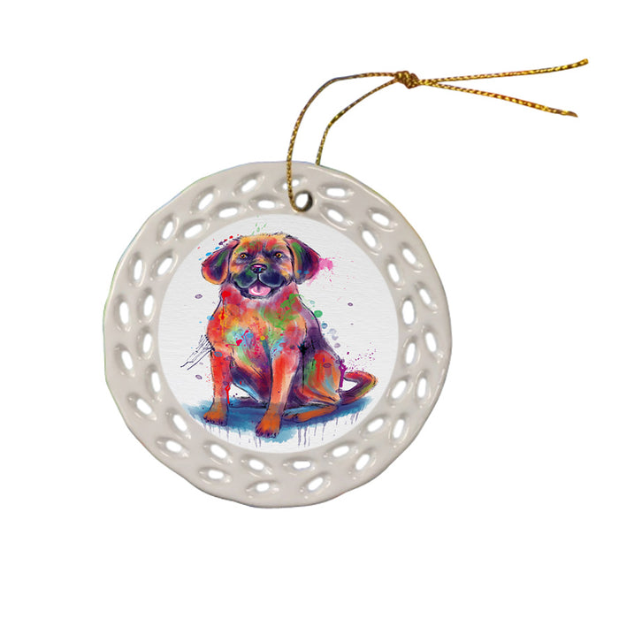Watercolor Puggle Dog Doily Ornament DPOR58446