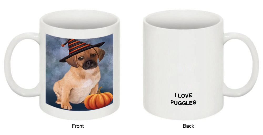 Happy Halloween Puggle Dog Wearing Witch Hat with Pumpkin Coffee Mug MUG50174