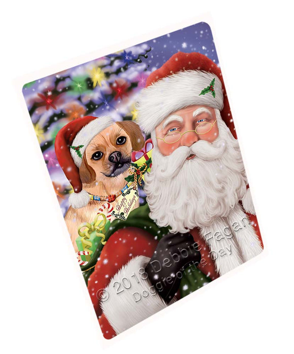 Santa Carrying Puggle Dog and Christmas Presents Large Refrigerator / Dishwasher Magnet RMAG95370