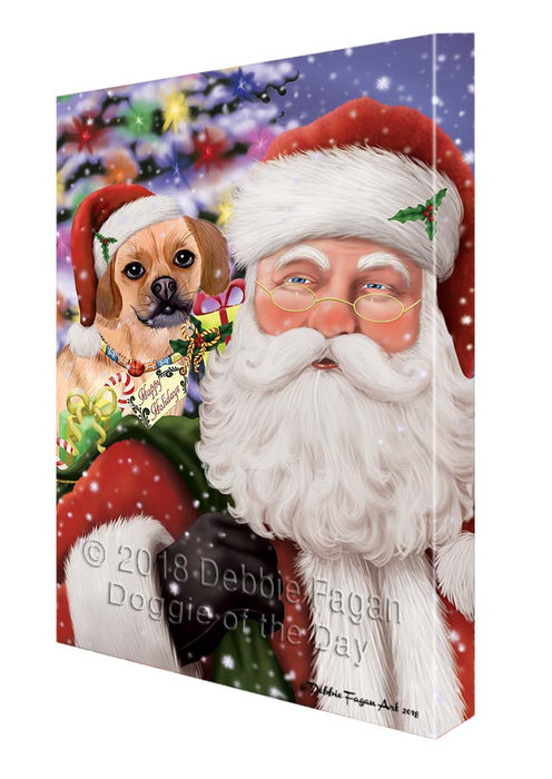 Santa Carrying Puggle Dog and Christmas Presents Canvas Print Wall Art Décor CVS119582