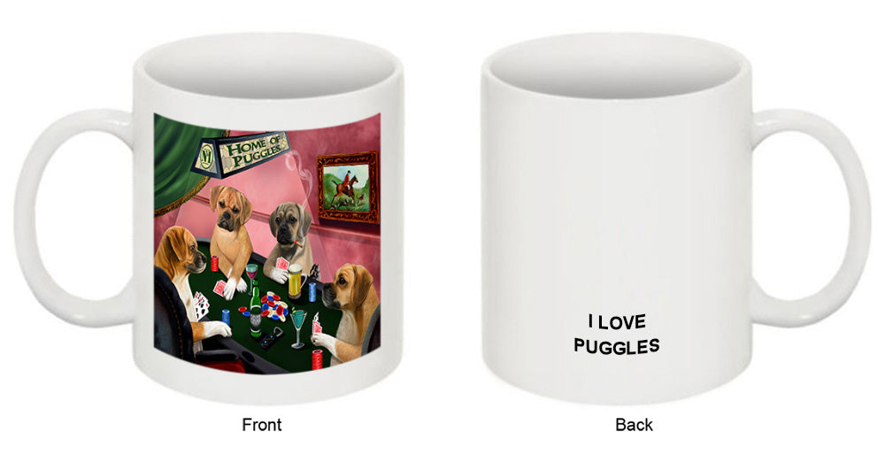 Home of Puggle 4 Dogs Playing Poker Coffee Mug MUG49746
