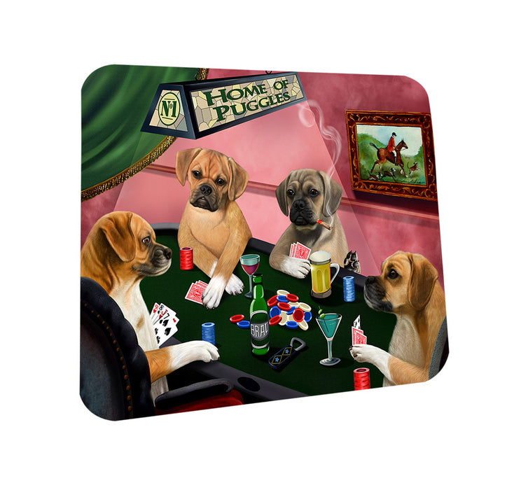 Home of Puggle 4 Dogs Playing Poker Coasters Set of 4 CST54306