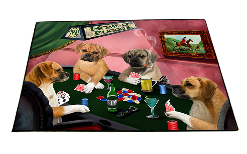 Home of Puggle 4 Dogs Playing Poker Floormat FLMS54577