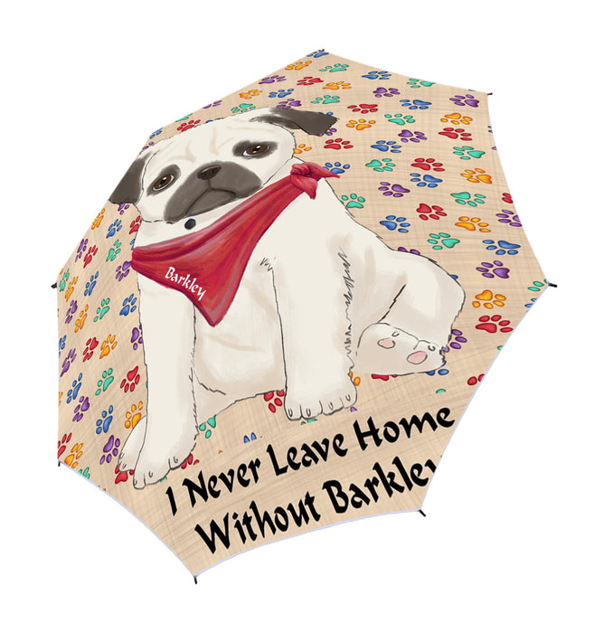 Custom Pet Name Personalized I never Leave Home Pug Dog Semi-Automatic Foldable Umbrella