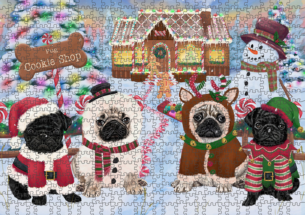 Holiday Gingerbread Cookie Shop Pugs Dog Puzzle  PUZL94248