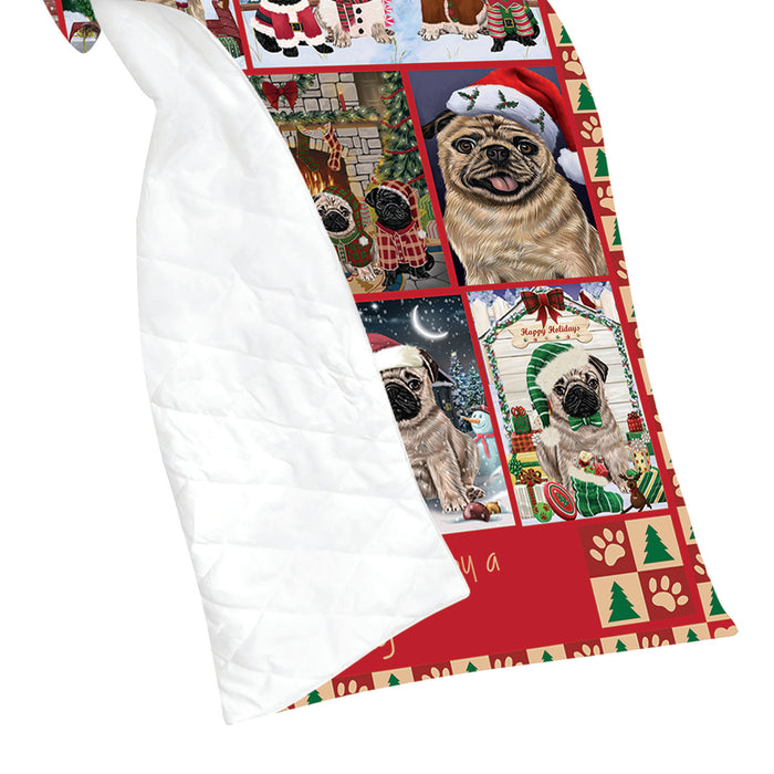 Love is Being Owned Christmas Pug Dogs Quilt