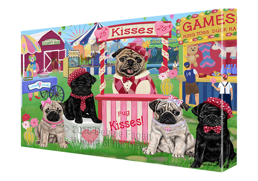 Carnival Kissing Booth Pugs Dog Canvas Print Wall Art Décor CVS125459