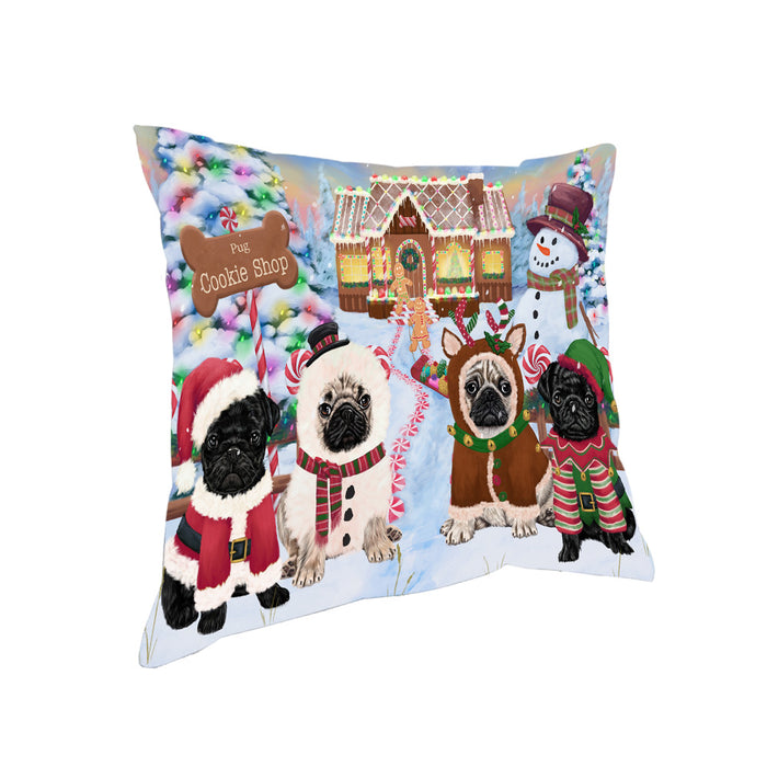 Holiday Gingerbread Cookie Shop Pugs Dog Pillow PIL80340