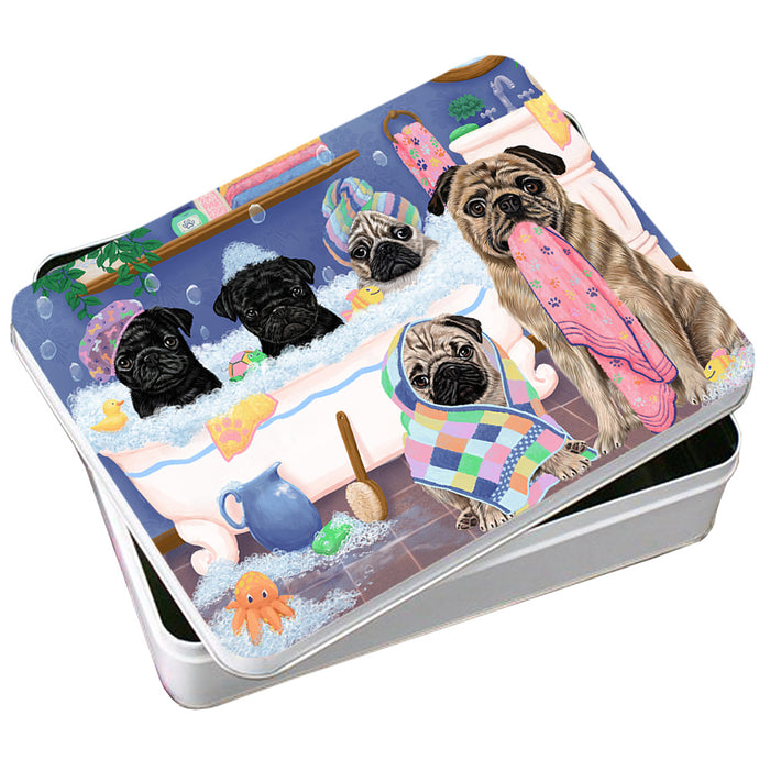 Rub A Dub Dogs In A Tub Pugs Dog Photo Storage Tin PITN56754