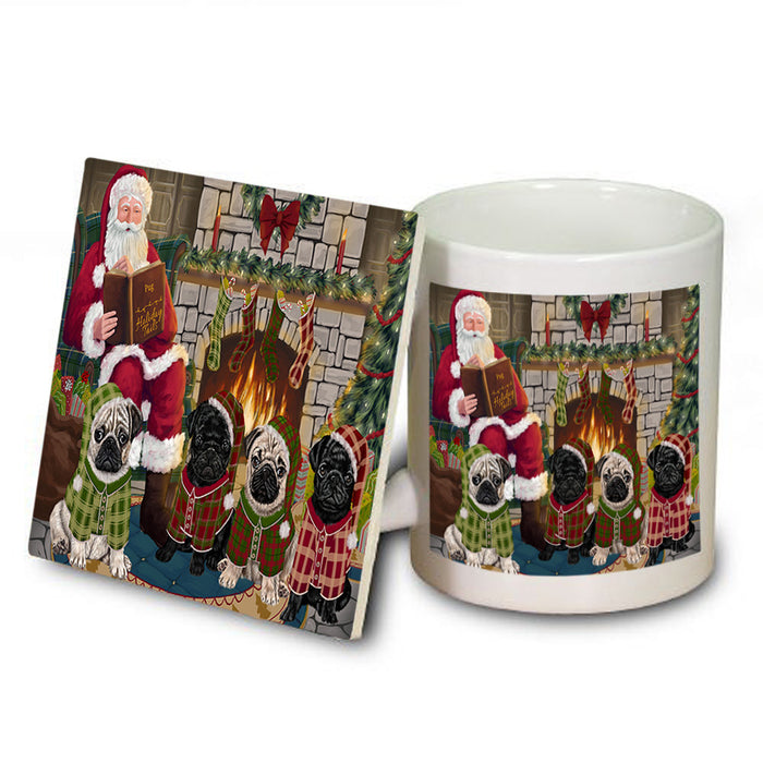 Christmas Cozy Holiday Tails Pugs Dog Mug and Coaster Set MUC55370