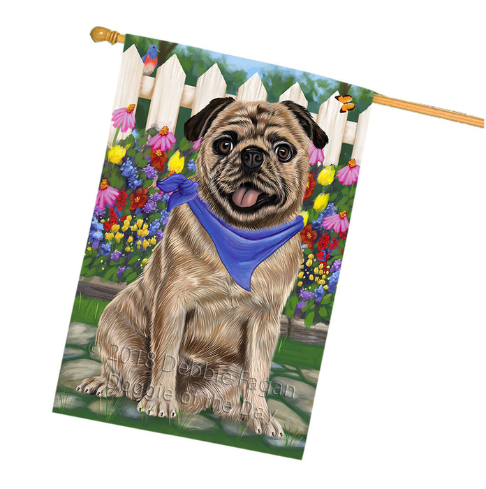 Spring Floral Pug Dog House Flag FLG50233