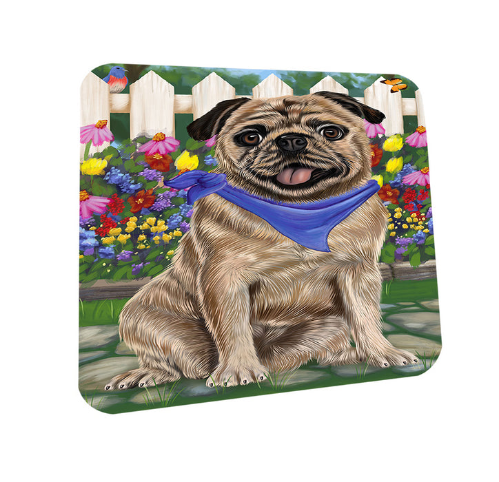 Spring Floral Pug Dog Coasters Set of 4 CST50169