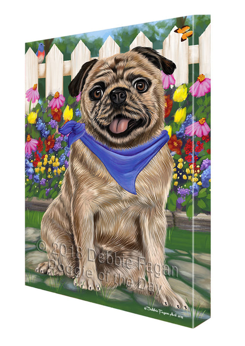 Spring Floral Pug Dog Canvas Wall Art CVS68164