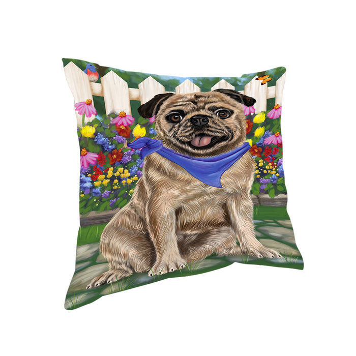 Spring Floral Pug Dog Pillow PIL56928