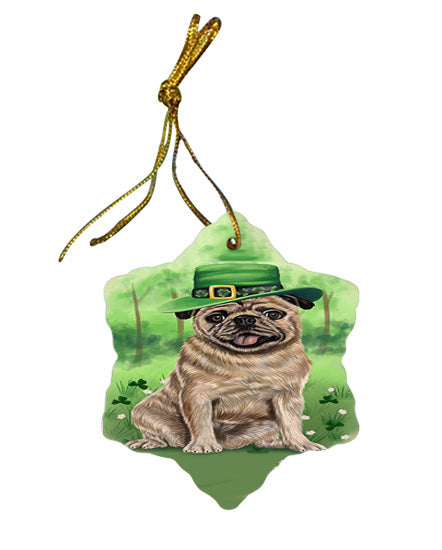 St. Patricks Day Irish Portrait Pug Dog Star Porcelain Ornament SPOR49351