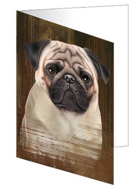 Rustic Pug Dog Handmade Artwork Assorted Pets Greeting Cards and Note Cards with Envelopes for All Occasions and Holiday Seasons GCD55409