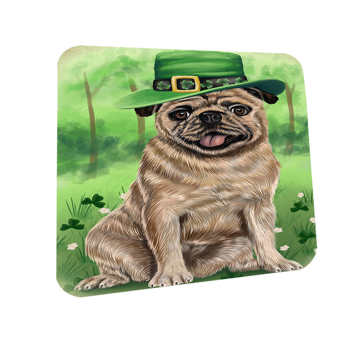 St. Patricks Day Irish Portrait Pug Dog Coasters Set of 4 CST49318