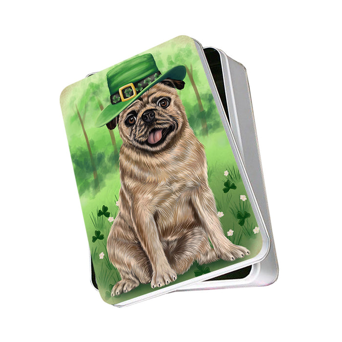 St. Patricks Day Irish Portrait Pug Dog Photo Storage Tin PITN49359