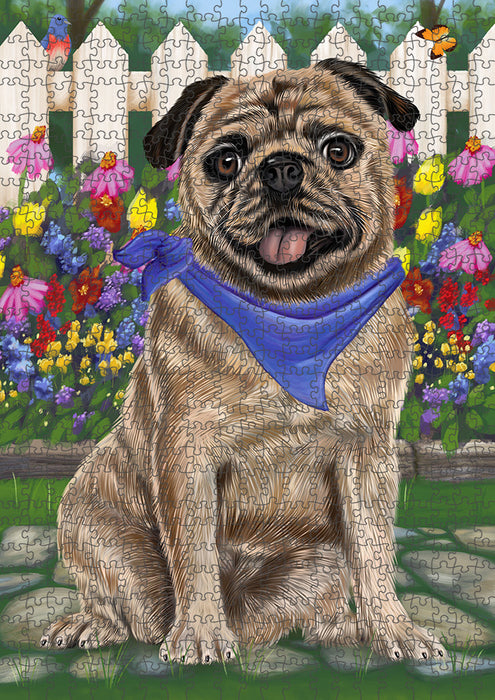 Spring Floral Pug Dog Puzzle with Photo Tin PUZL54510