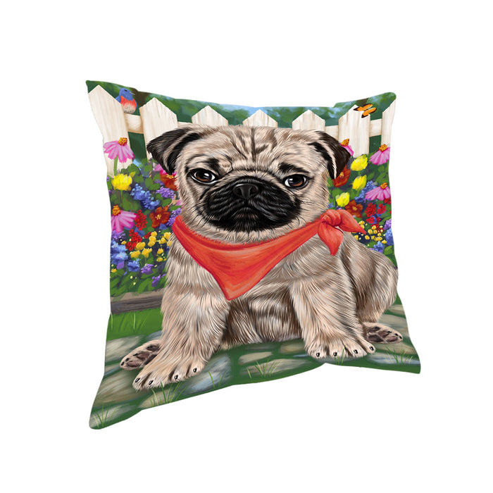 Spring Floral Pug Dog Pillow PIL56932