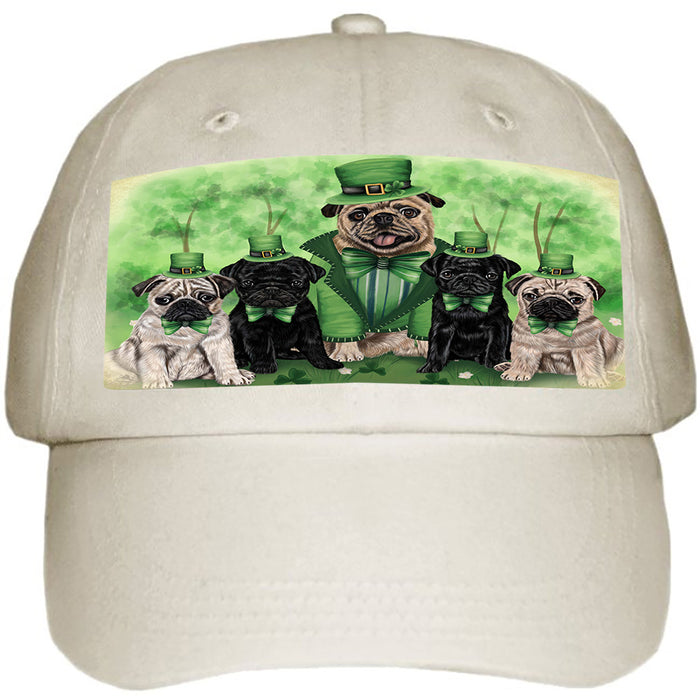 St. Patricks Day Irish Family Portrait Pugs Dog Ball Hat Cap HAT51813