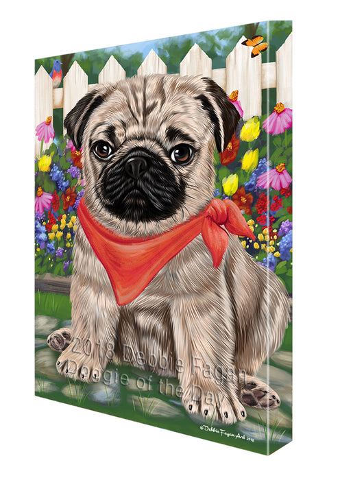 Spring Floral Pug Dog Canvas Wall Art CVS68173
