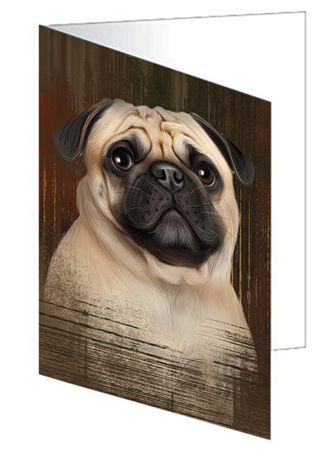 Rustic Pug Dog Handmade Artwork Assorted Pets Greeting Cards and Note Cards with Envelopes for All Occasions and Holiday Seasons GCD55412
