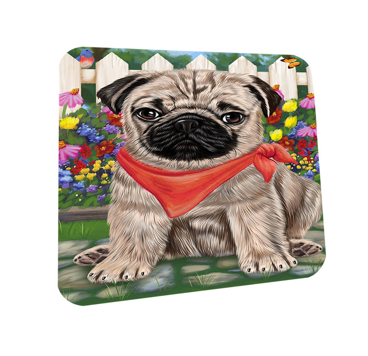 Spring Floral Pug Dog Coasters Set of 4 CST50170