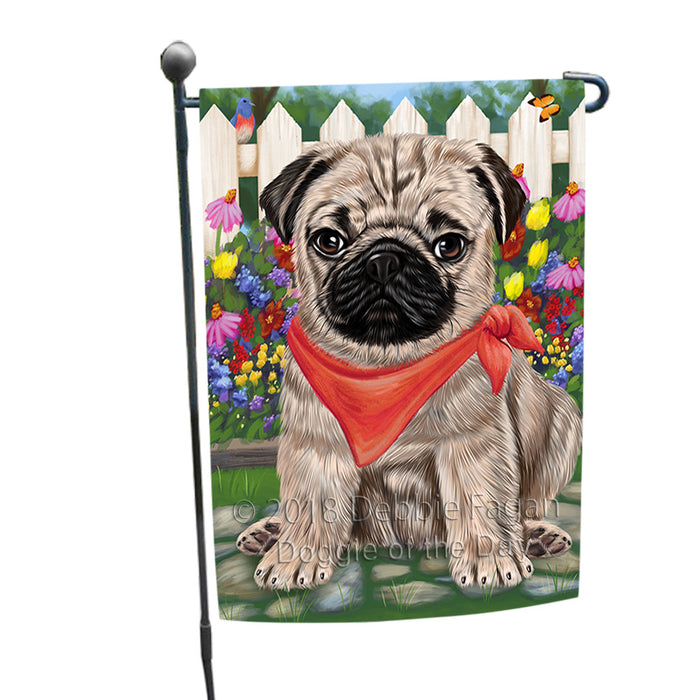 Spring Floral Pug Dog Garden Flag GFLG50098