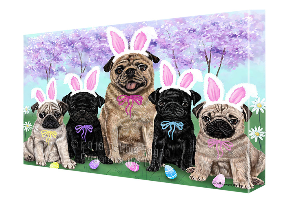 Pugs Dog Easter Holiday Canvas Wall Art CVS58620