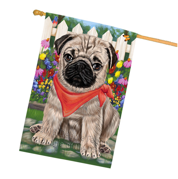 Spring Floral Pug Dog House Flag FLG50234