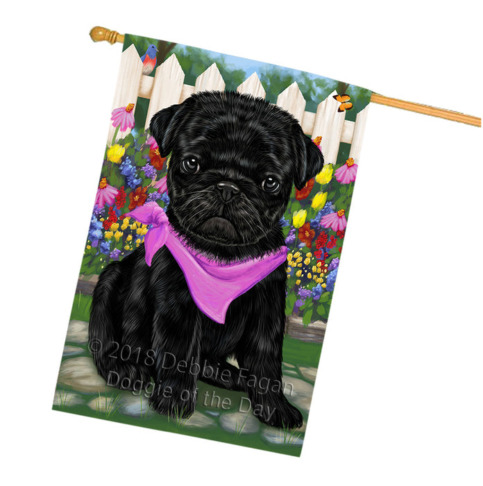 Spring Floral Pug Dog House Flag FLG50235