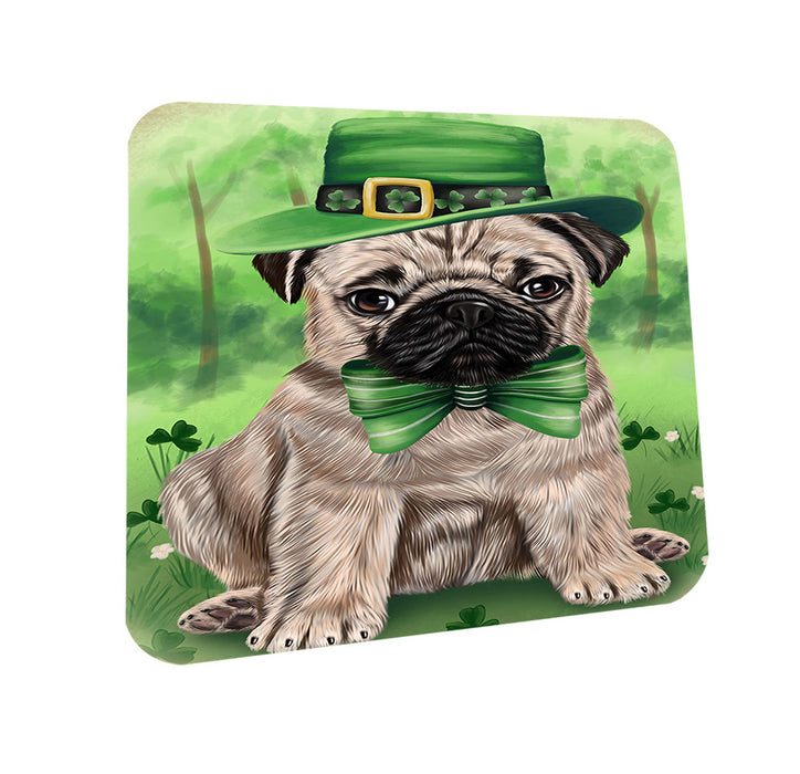 St. Patricks Day Irish Portrait Pug Dog Coasters Set of 4 CST49320