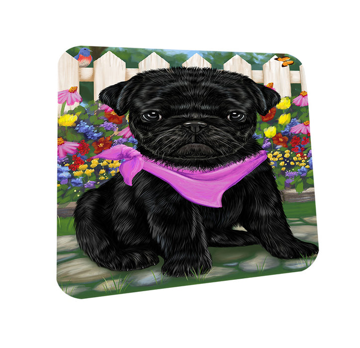 Spring Floral Pug Dog Coasters Set of 4 CST50171